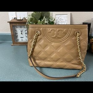 Tory Burch Fleming Small Tote Tiramisu Authentic